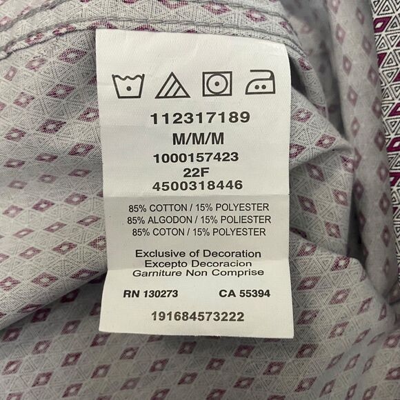 Wrangler George Strait Mens Medium Button Up Shirt Long Sleeve Gray Berry White - Picture 10 of 10